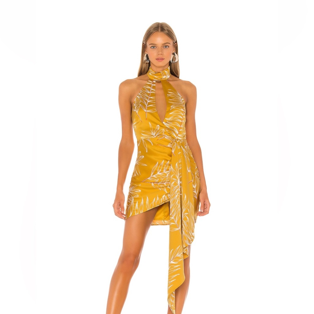 Antonia Mini Dress in Gold Tropical by Camila Coelho